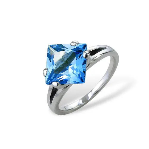 Clear Crystal Silver Ring 925 Sterling Silver
