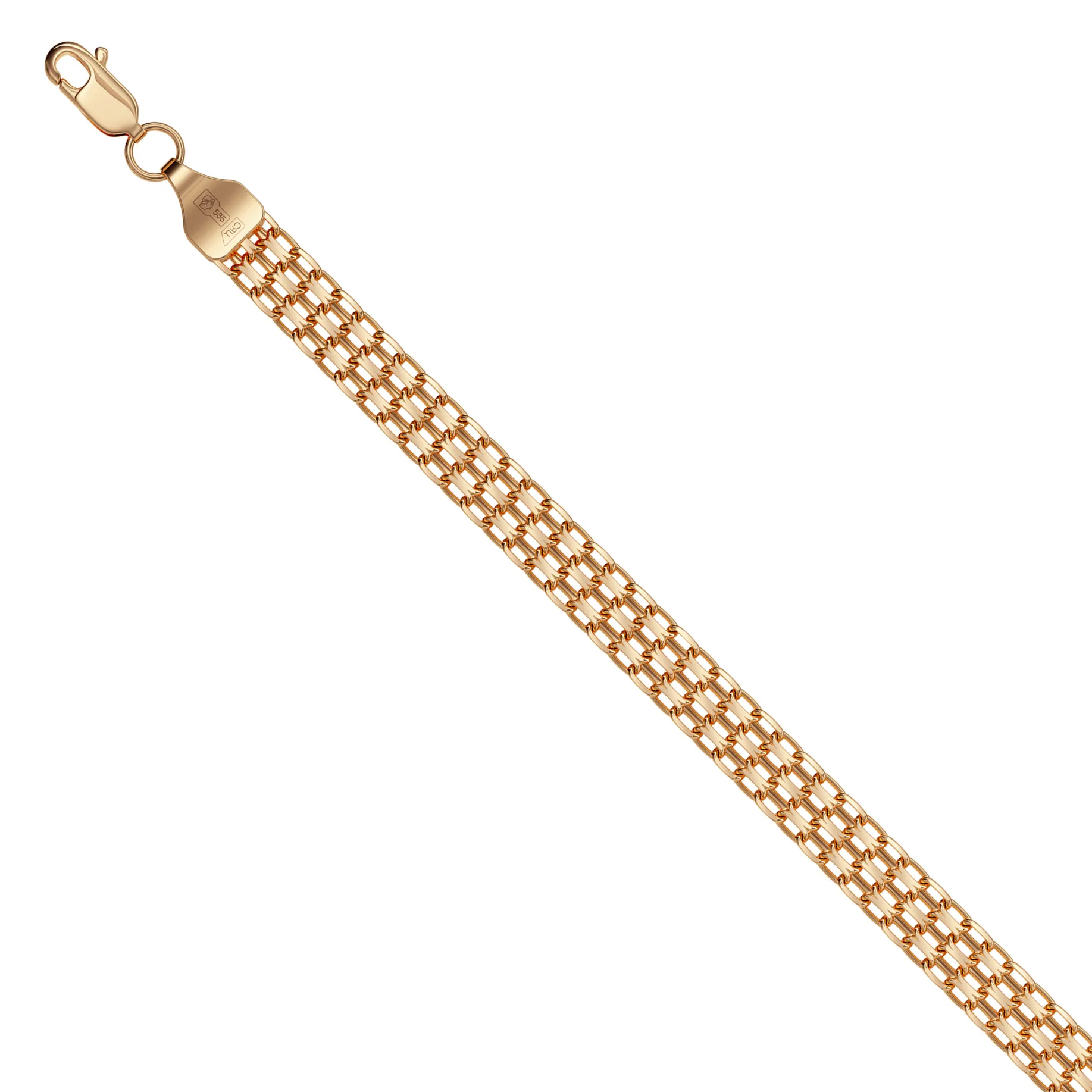 14ct Rose Gold Diamond Cut Double Bismarck Necklace — 0.50 mm