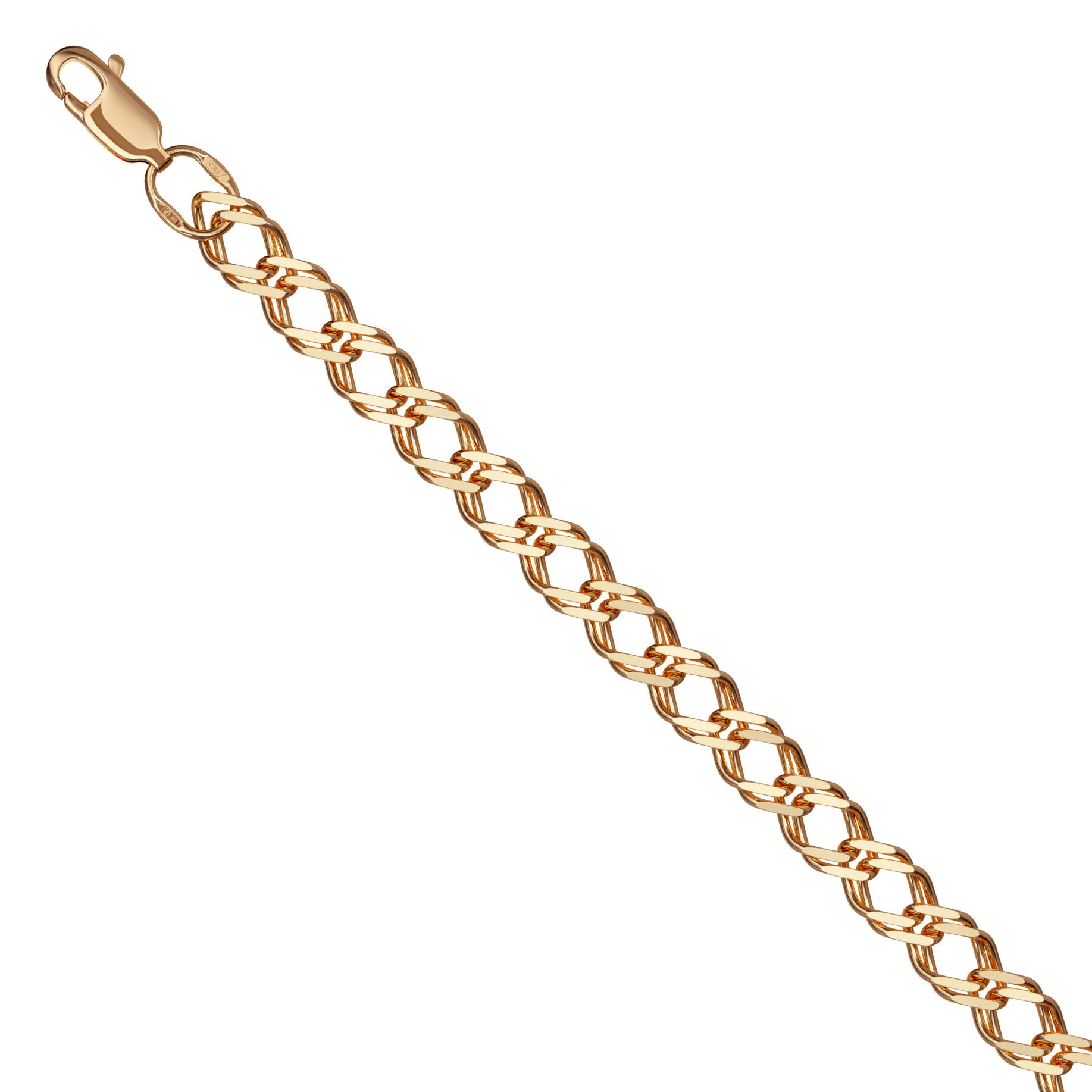 9ct Rose Gold Double Rombo Bracelet