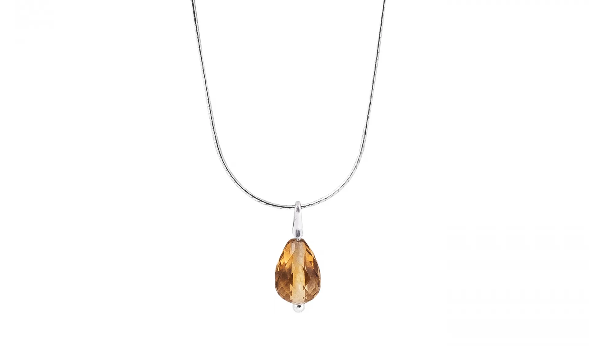 Citrine Drop Necklace Sterling Silver 925