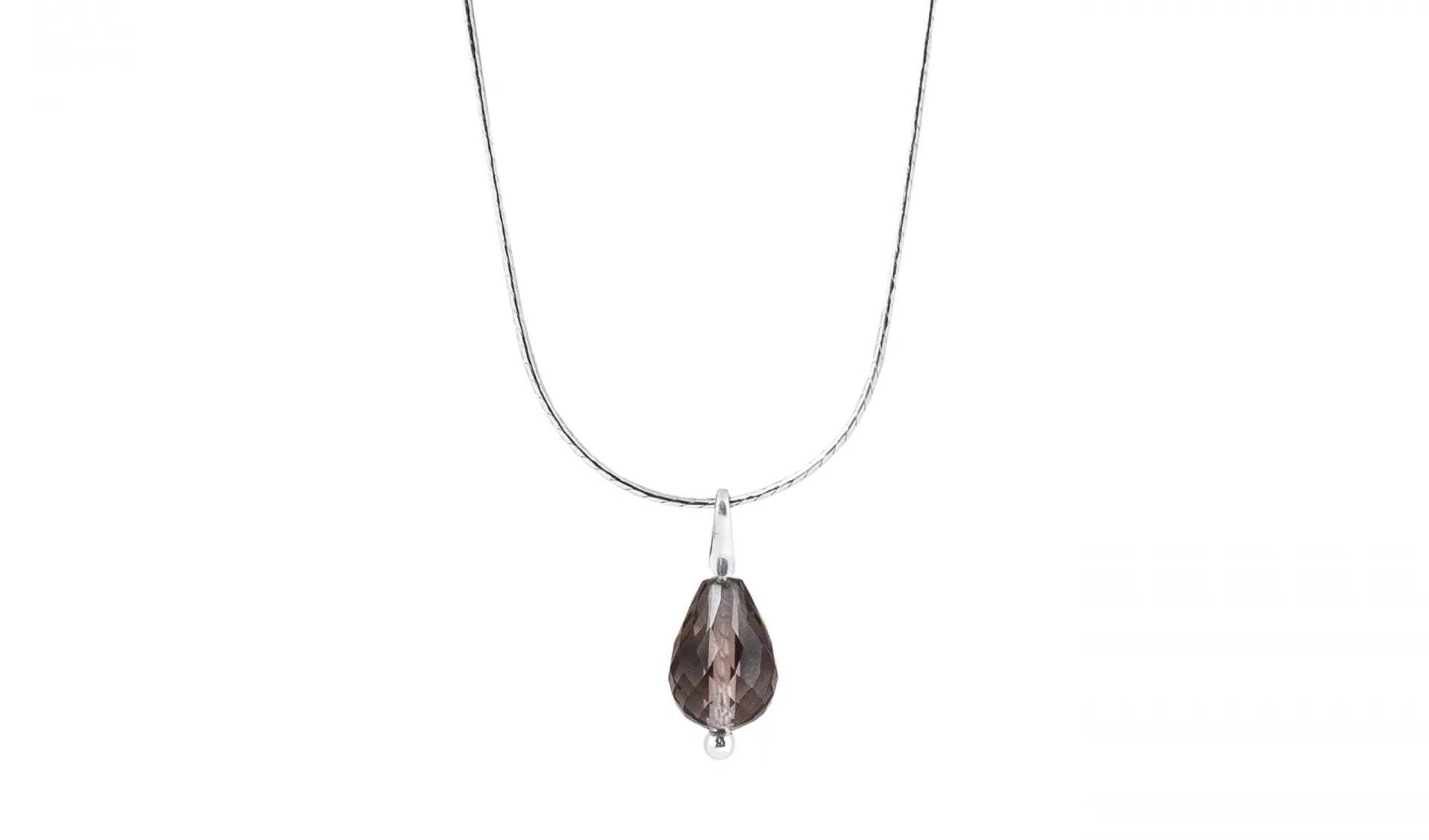 Smoky Quartz Drop Necklace Sterling Silver 925