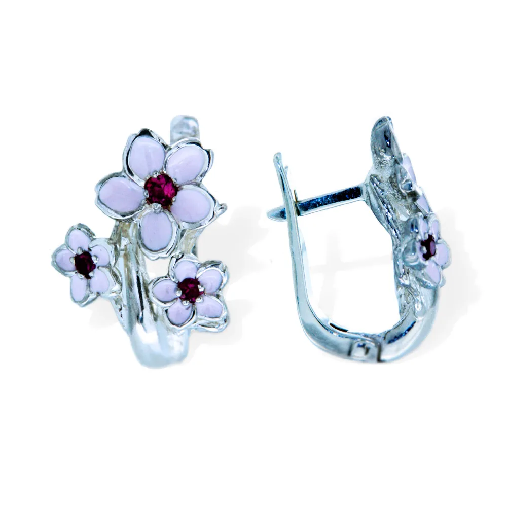 Cherry Blossom Earrings Sterling Silver 925