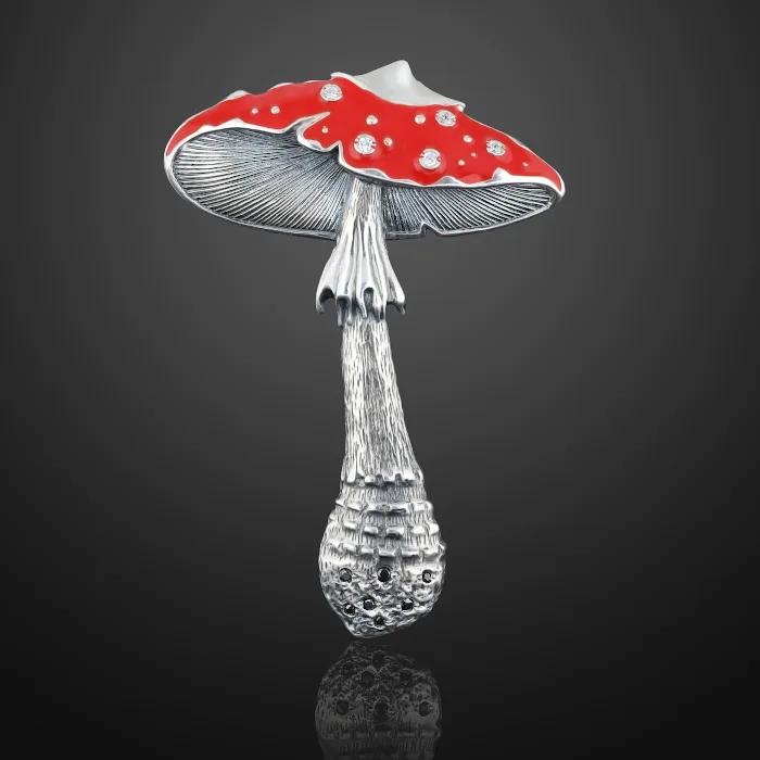 Magic Mushroom Brooch Sterling Silver 925