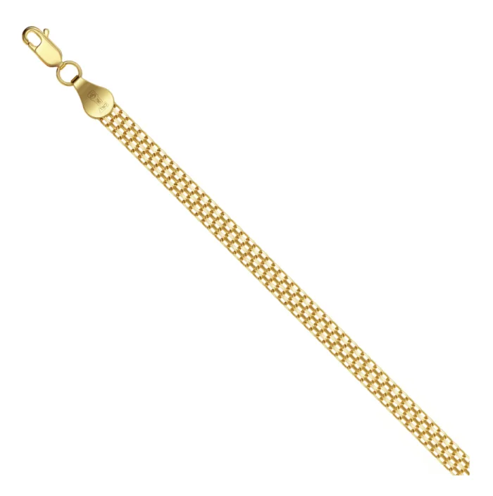 18ct Yellow Gold Diamond Cut Double Bismarck Necklace — 0.35 mm