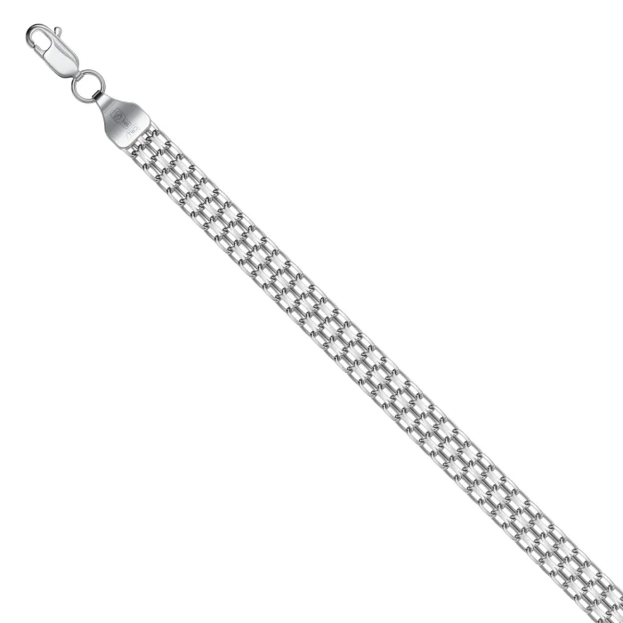 14ct White Gold Diamond Cut Double Bismarck Necklace