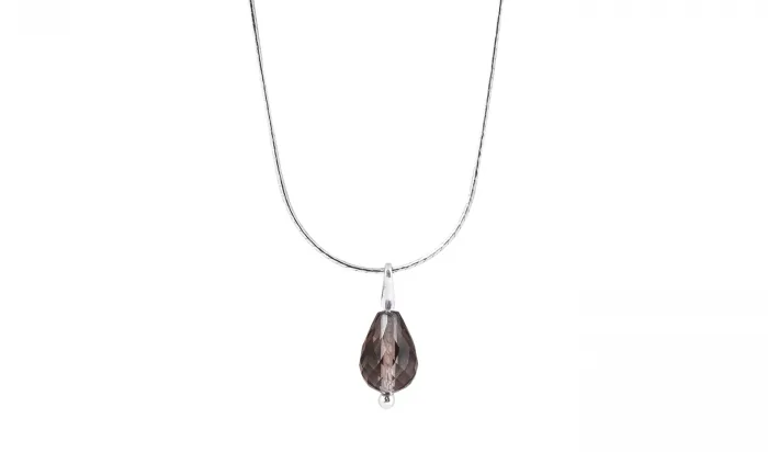 Smoky Quartz Drop Necklace Sterling Silver 925